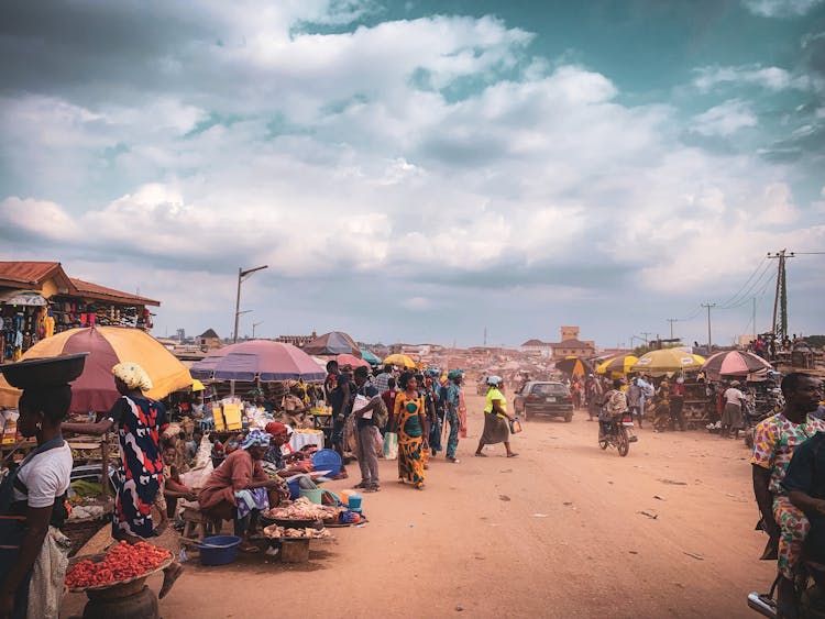 City Life On Market In Poor Town