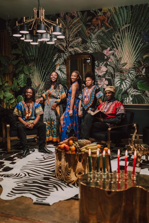 Free Group of People Wearing Traditional Outfits Stock Photo