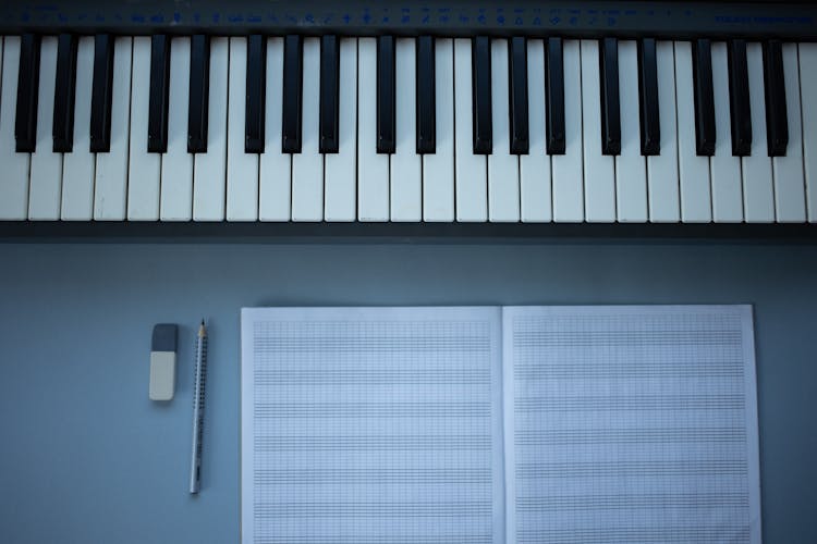 Piano Beside Music Sheet