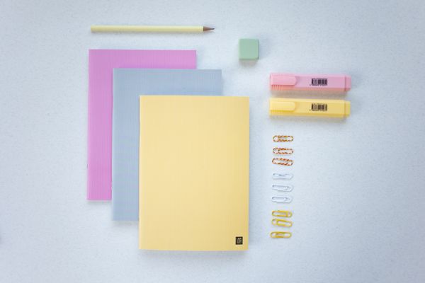Pastel colored school supplies