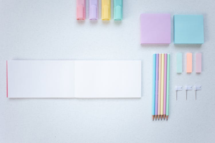 Stationery On White Studio Background