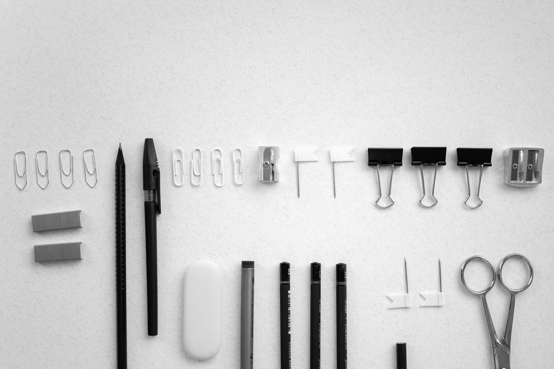 Office Supplies on a Plain White Background