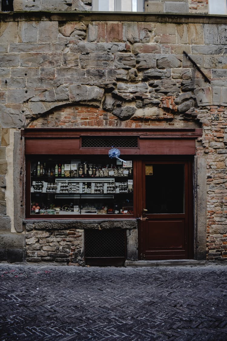 Shop Display Window On A Brick Building