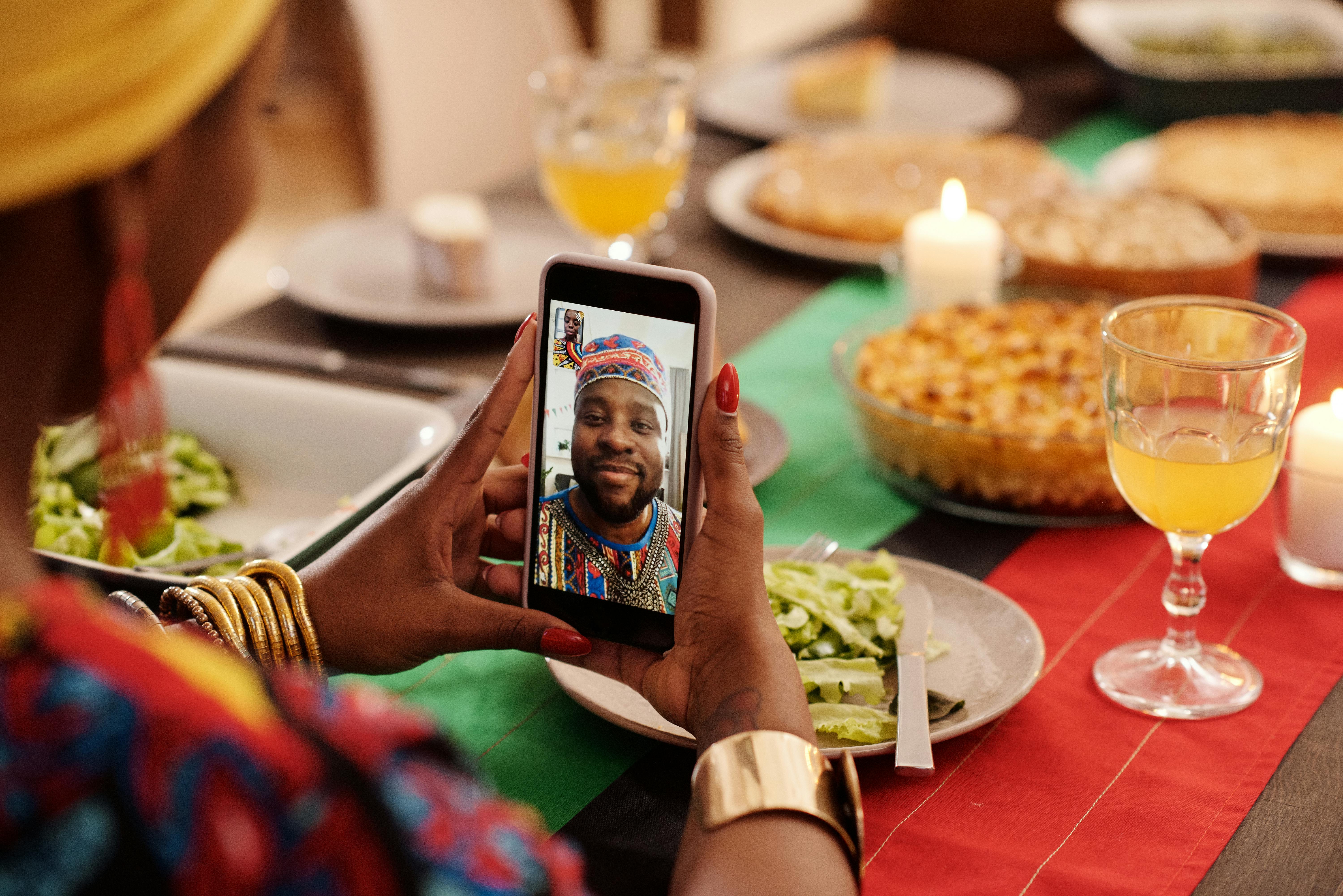 photo of person having a video call via smartphone