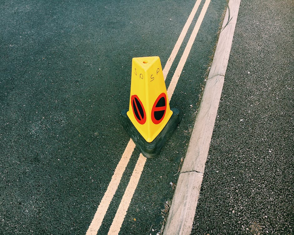 Road with lines and stop sign