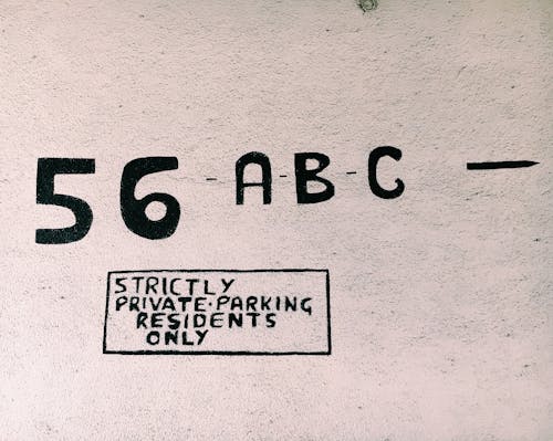 Surface with numbers and letters for private parking