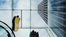 Skyscraper Seen through Glass Ceiling