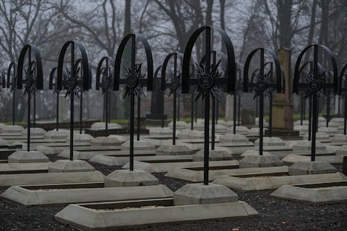 Graves in Lychakiv Cemetery in Ukraine 