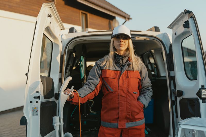 Professional contractor arriving for residential and commercial door repair