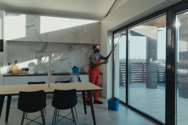 Window cleaner working