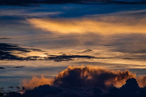 Bright sky with clouds at sunset time