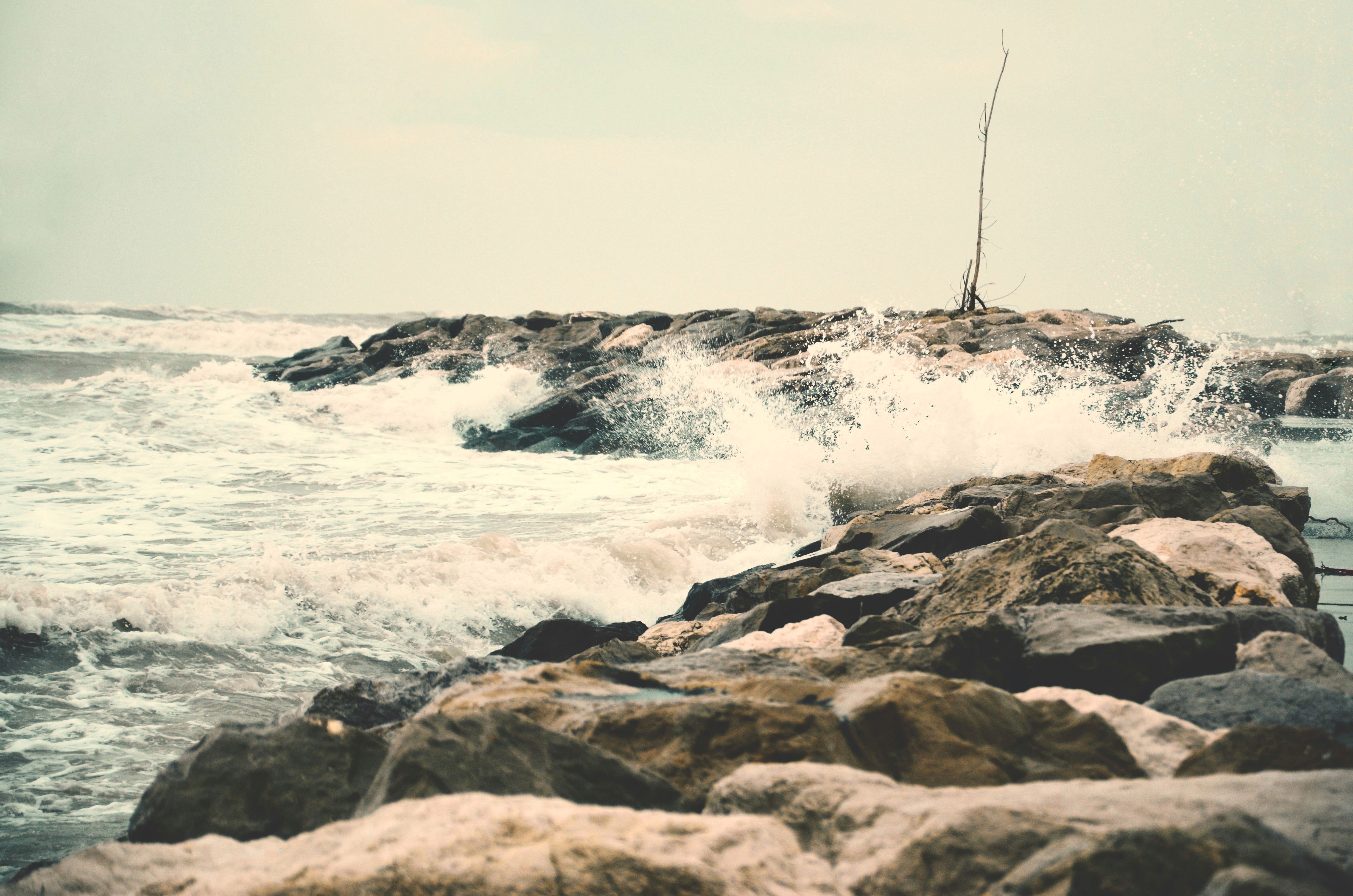 high waves breakwater sea