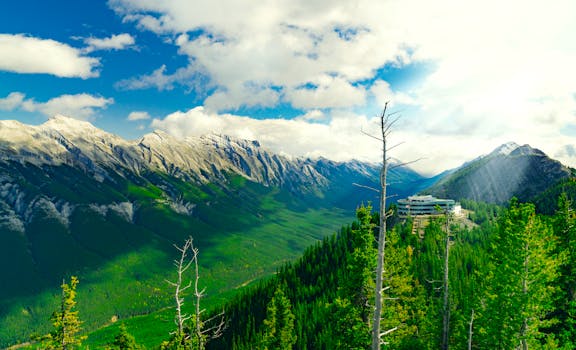 Expansive mountain view from Sulphur Mountain in Banff, offering breathtaking natural scenery.