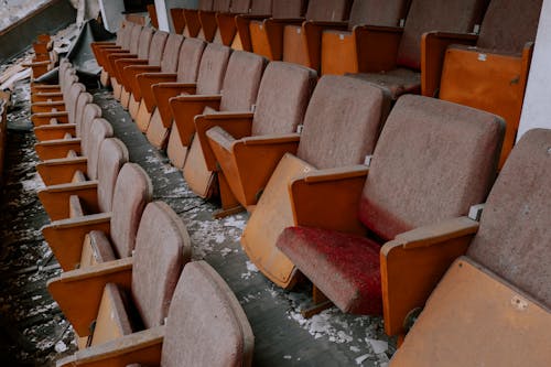 Free Abandoned Cinema with Broken Chairs Stock Photo
