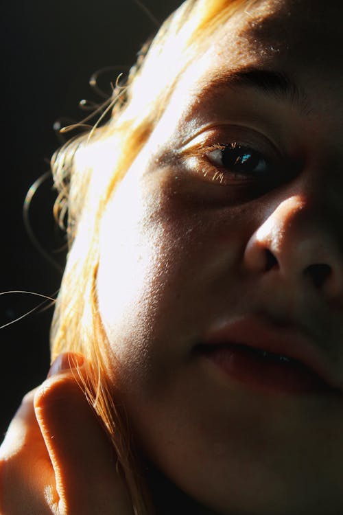 Close-Up Shot of a Woman's Face