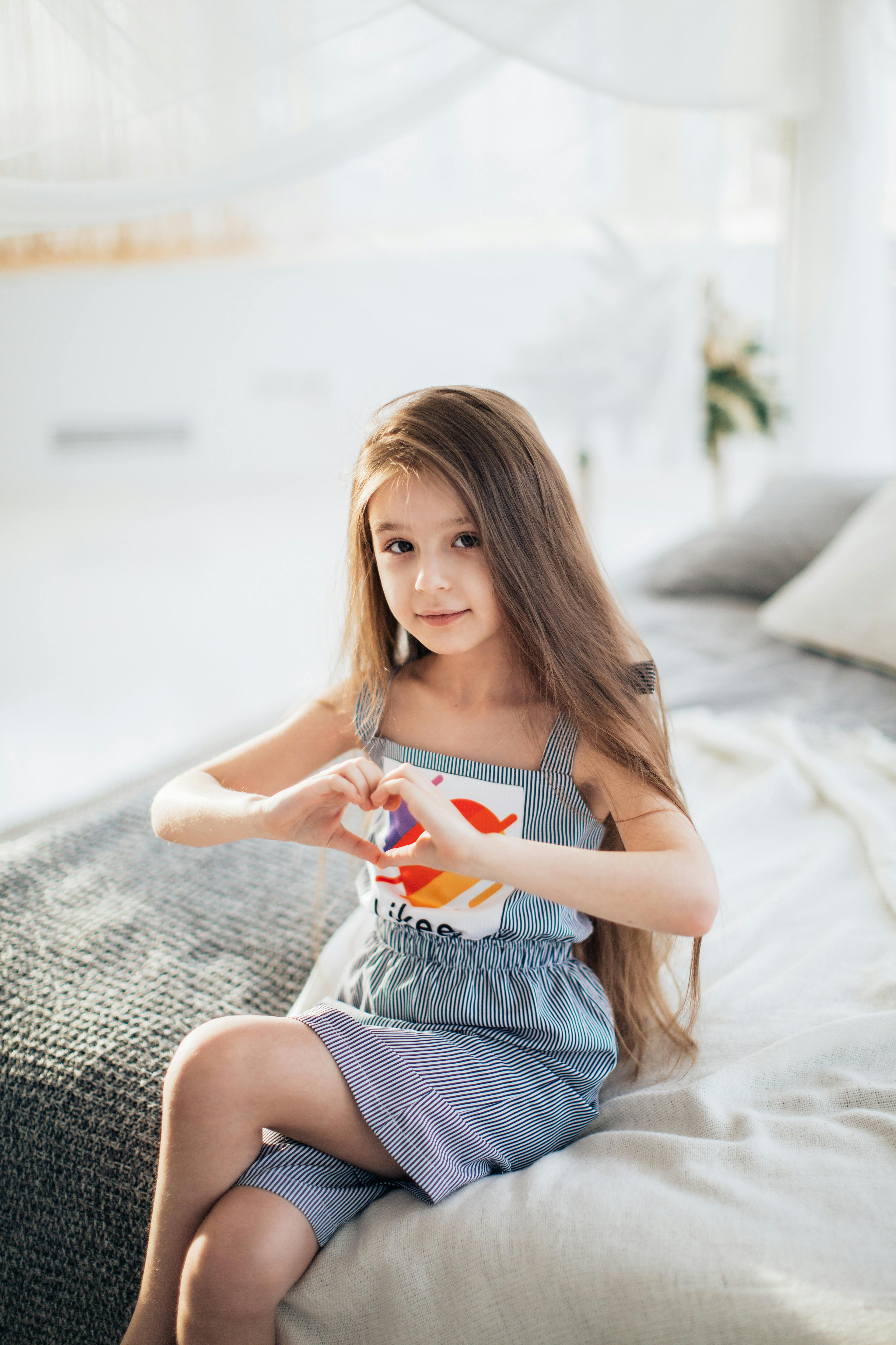 382 Cute Girl Making Heart Shape Her Hands Stock Photos - Free