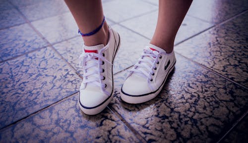 Free Pair of White Low-top Sneakers Stock Photo