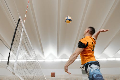 Free Volleyball Player Spiking a Ball Stock Photo