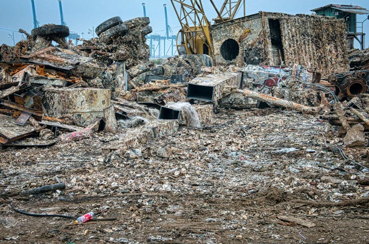 Dirty Decaying Abandoned Junkyard Polluting Environment