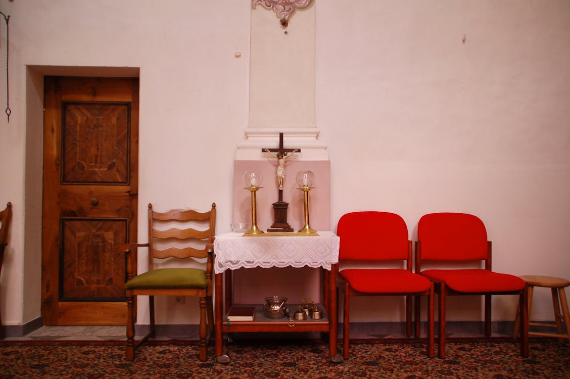 Free stock photo of church, cross, stool