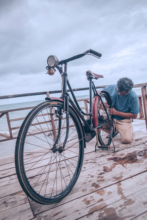 Free stock photo of beach, bicycle