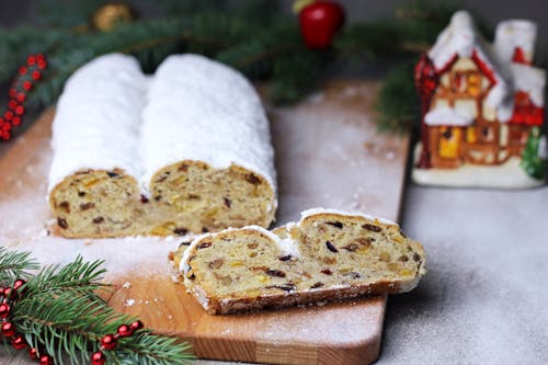 Christmas Cake on Cutting Board