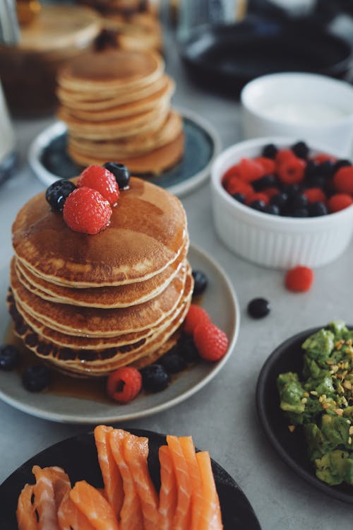 Stack of Pancakes with Fruits