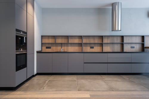 Free Spacious kitchen in modern apartment Stock Photo