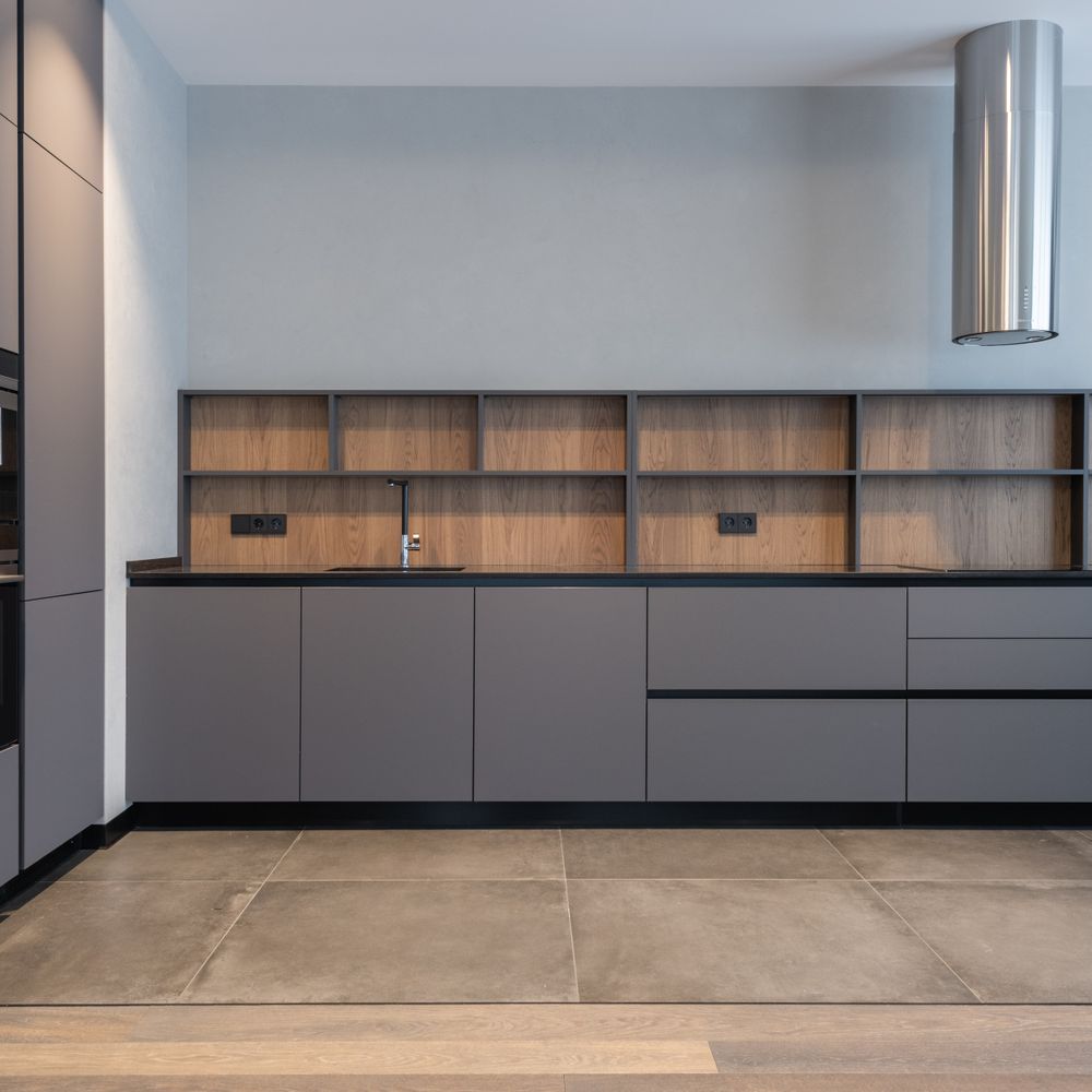 Kitchen Spraying in Kentish Town — surfaces prepped and cut in by hand
