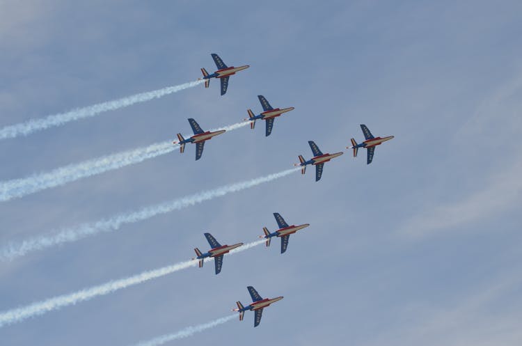 Low Angle View Of Flying Jets