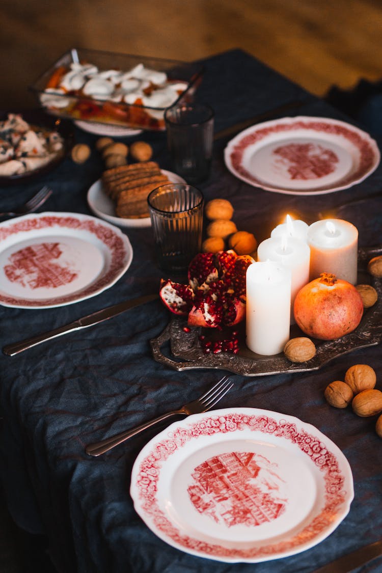 Table Set Before Christmas Dinner