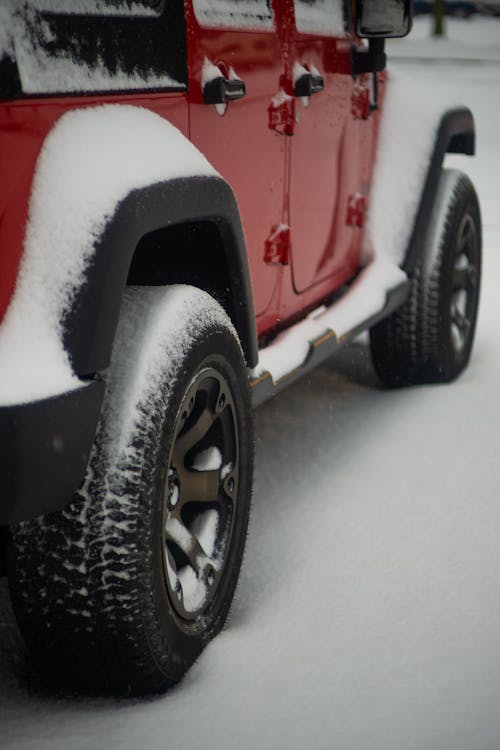 Close-up of a Car Covered in Snow 