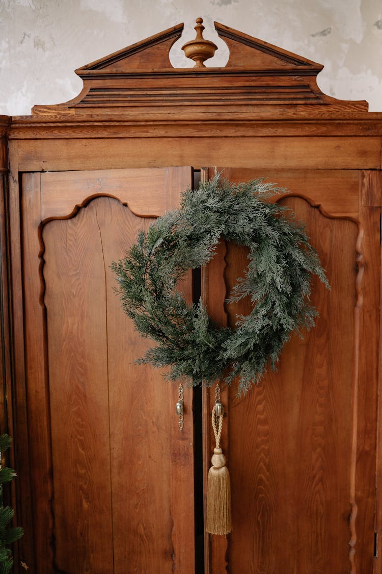 Christmas Decoration On Vintage Wardrobe