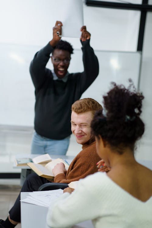 Three People in a Classroom 