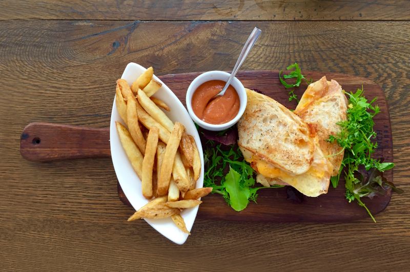 Toasted sandwich and salad board, photo by Steyn Viljoen on Pexels