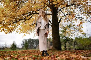 An autumn coat shot from the lookbook, photo by Yan Krukau on Pexels