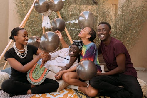 Happy Friends with Balloons