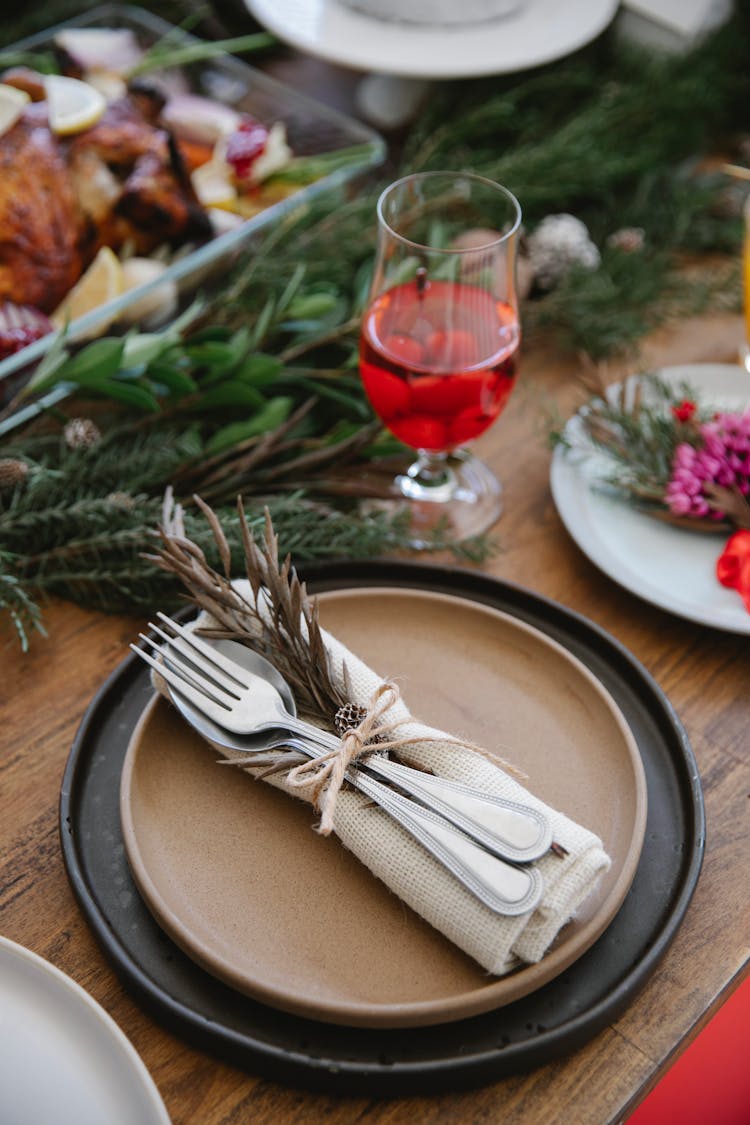 Served Table For Festive Dinner