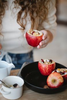 Apple Filled With Almond & Cashew Butter Apple Filled With Almond & Cashew Butter Organic Baked Energy Snack Bar