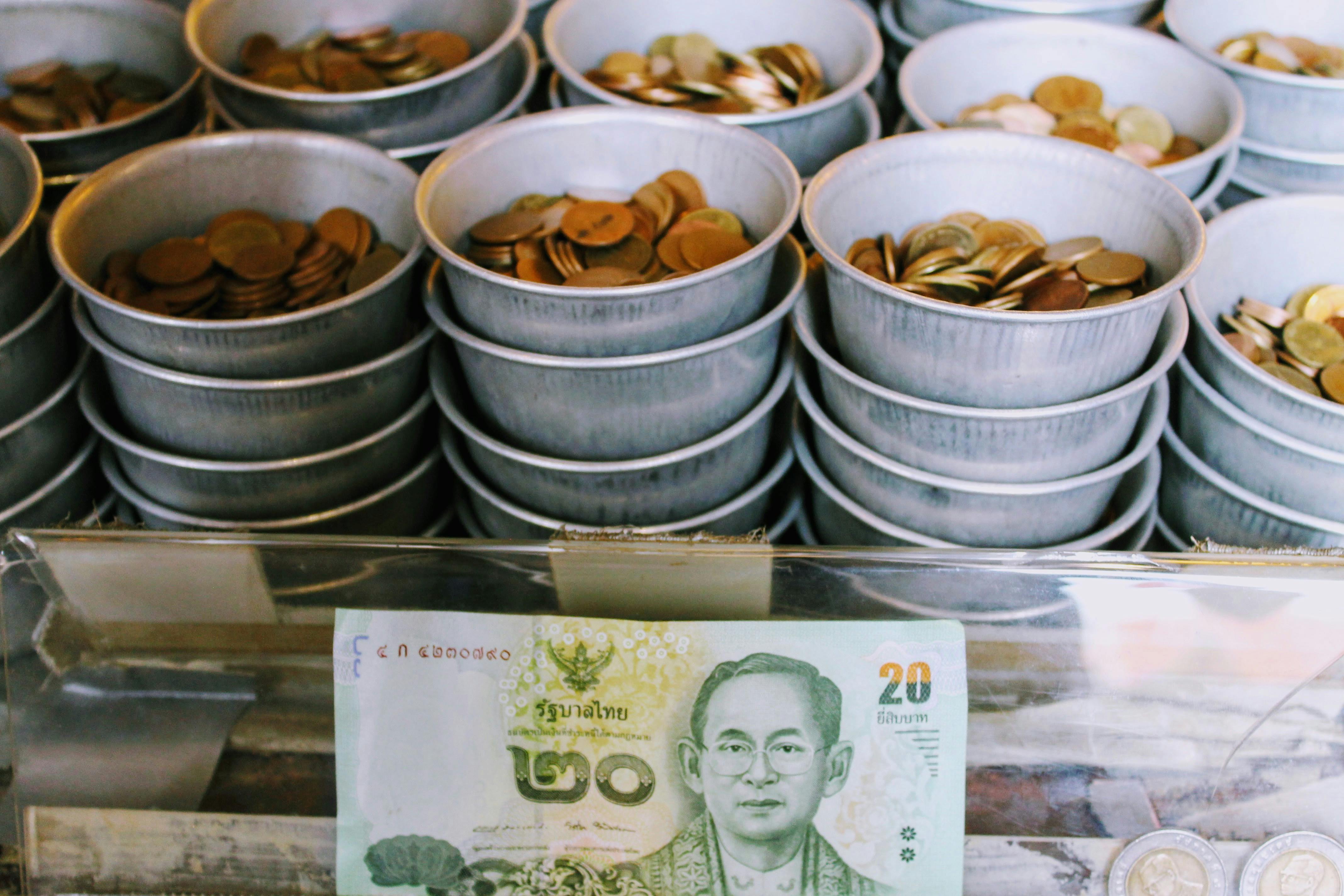 Free stock photo of baths, coins