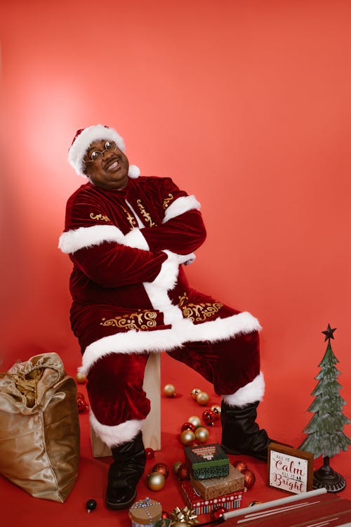 A Man Wearing a Santa Costume