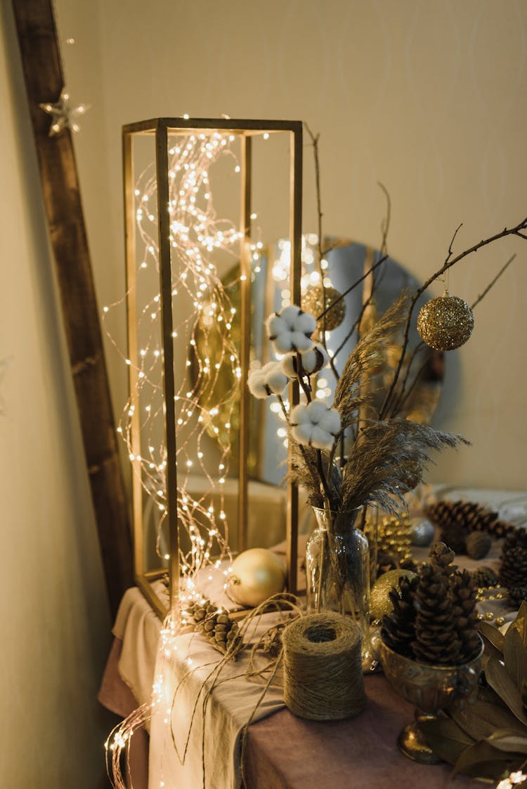 Christmas Decorations On A Table