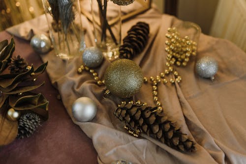 Close-up of New Year Decorations on Table
