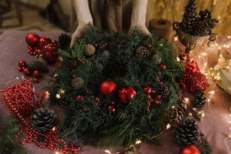 Christmas Decorations On Table