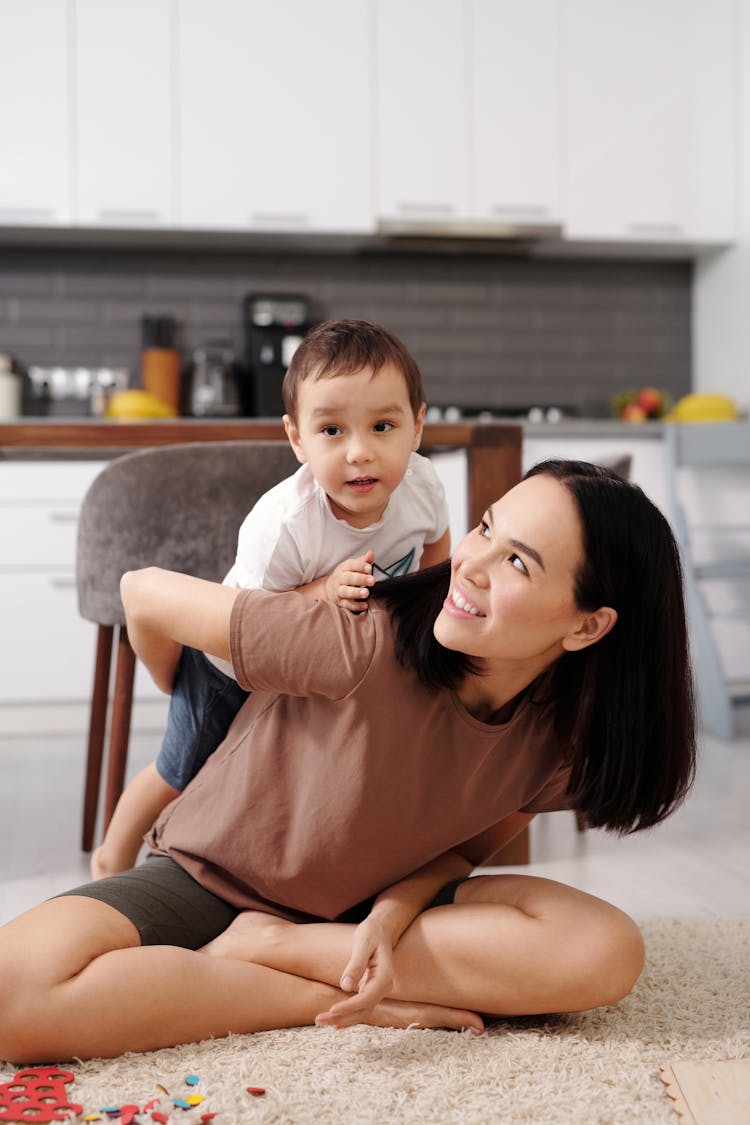 Mother And Son Playing Together