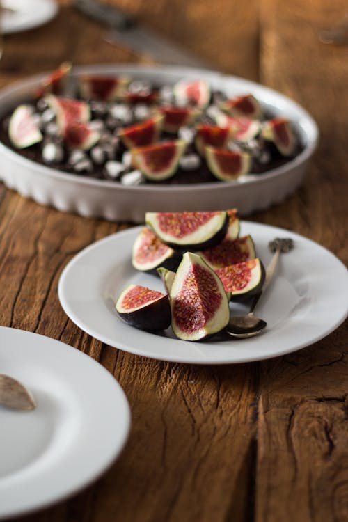 Free Sliced Fruit on White Ceramic Plate Stock Photo