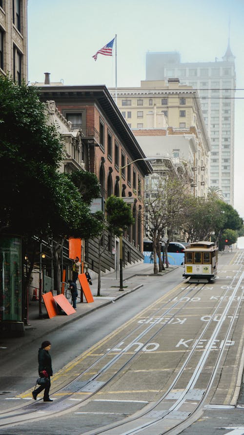 Free Tram Trails in the City of San Francisco California Stock Photo