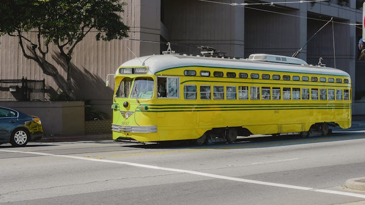 The F Market Wharves Tram In San Francisco 