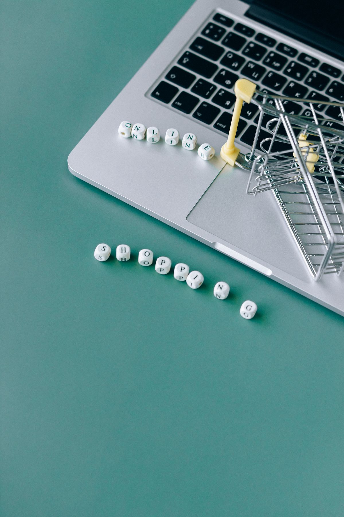 Laptop screen showing an ecommerce store product page being built