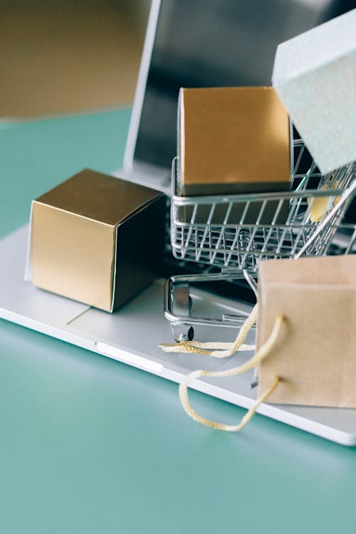 Close Up Shot of a Miniature Shopping Cart